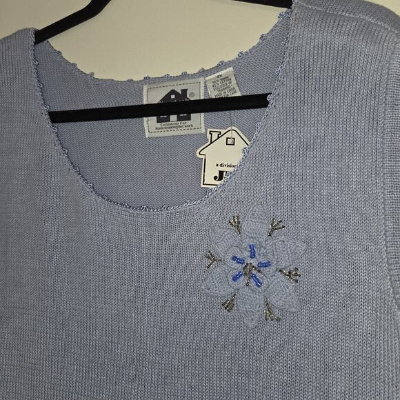 Storybook Knits Pastel Blue Tank Sweater Top Plus Sz 3X Crocheted HSN Tags Rare - Picture 3 of 16